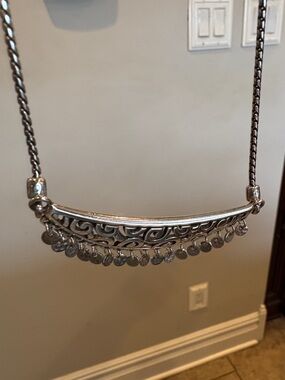 Brighton Silver-Tone Filigree Necklace with Crystal Dangles